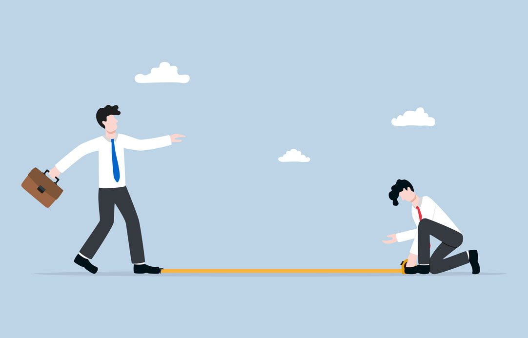 An illustrative image shows a man walking a measuring tape like a tightrope with another man on the opposite end on one knee examining the results of the metrics.